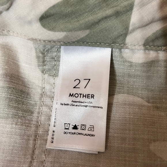Mother | The Shaker Chop Crop Fray Pants Desert Print Camo Stripe Linen Size 27 - Picture 4 of 16